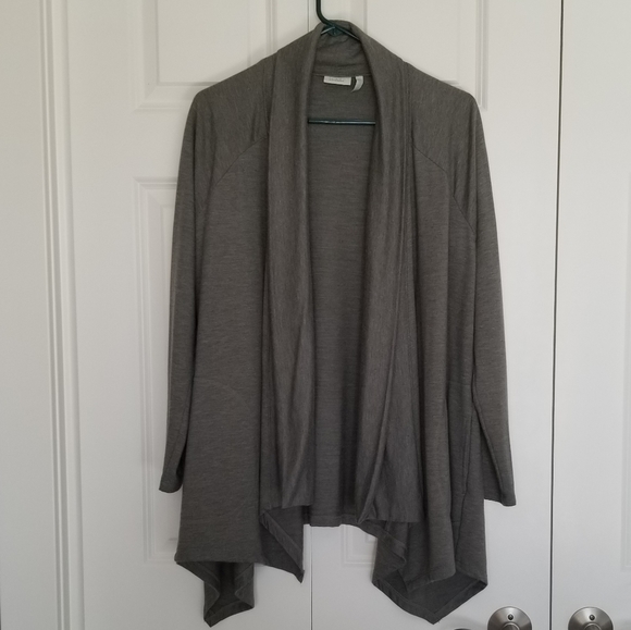 LOGO by Lori Goldstein Sweaters - Logo sage green waterfall long sleeve cardigan  SZ small medium